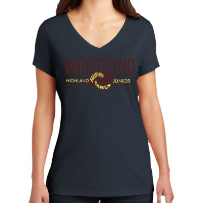 Ladies V-Neck Triblend Highland Jr High Wrestling Tee Thumbnail